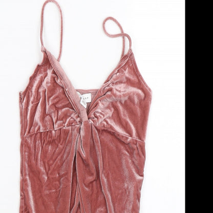 Topshop Womens Pink  Velour Catsuit One-Piece Size 8