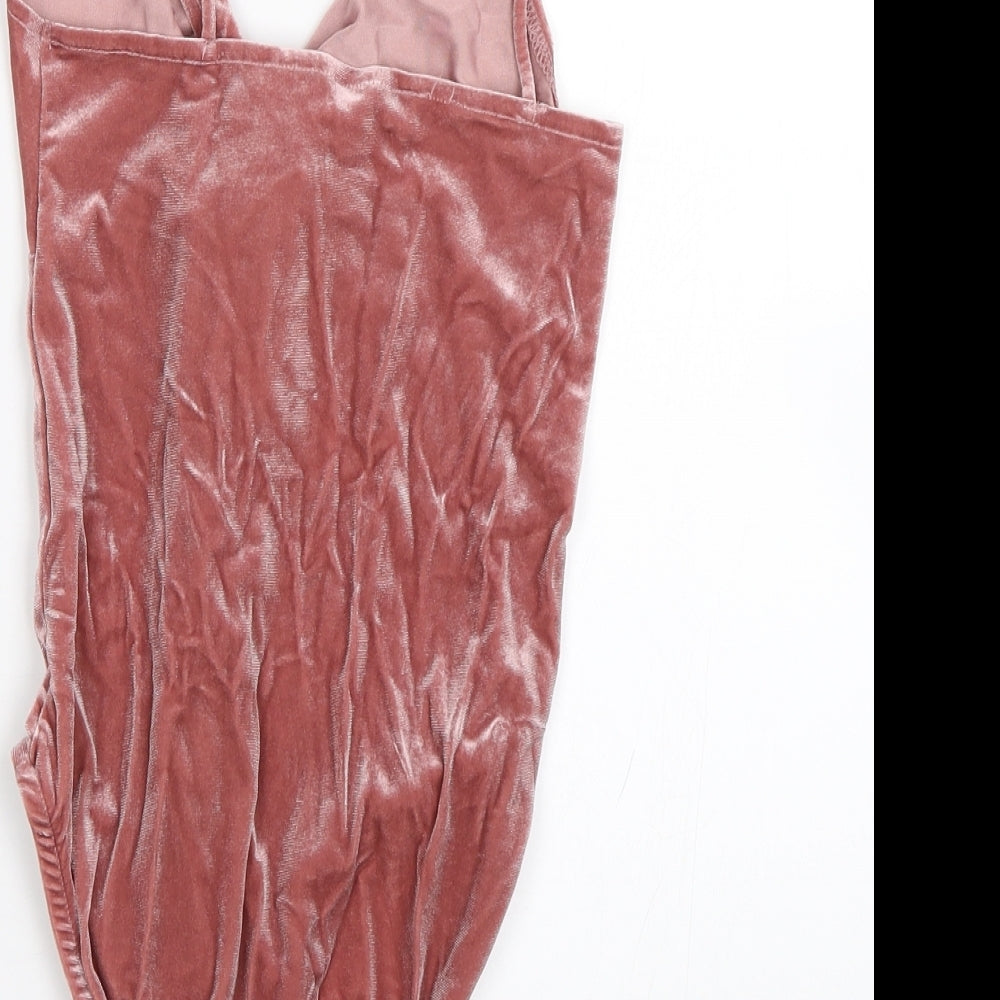Topshop Womens Pink  Velour Catsuit One-Piece Size 8