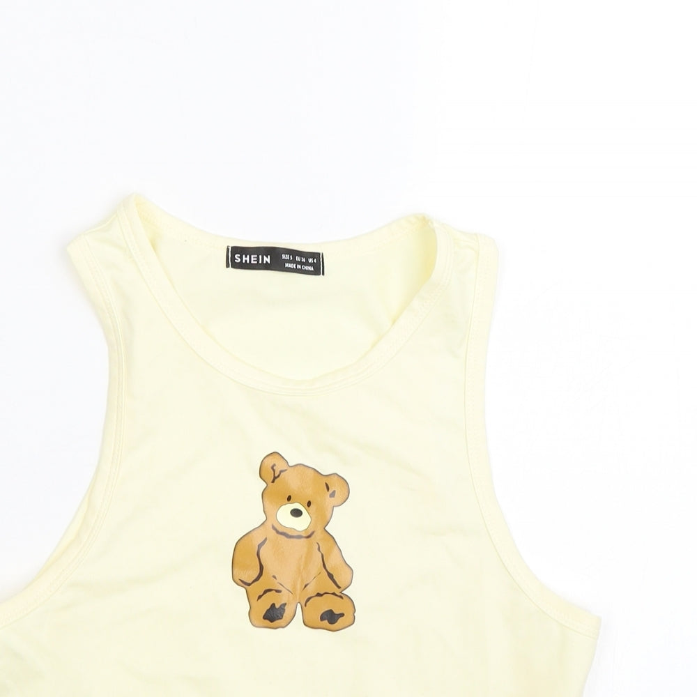 Womens UK Size S Shien Yellow Basic Tank