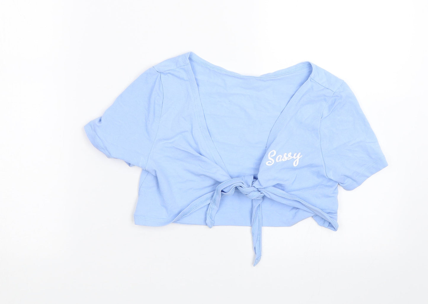 Womens UK Size S Shien Blue Cropped T-Shirt