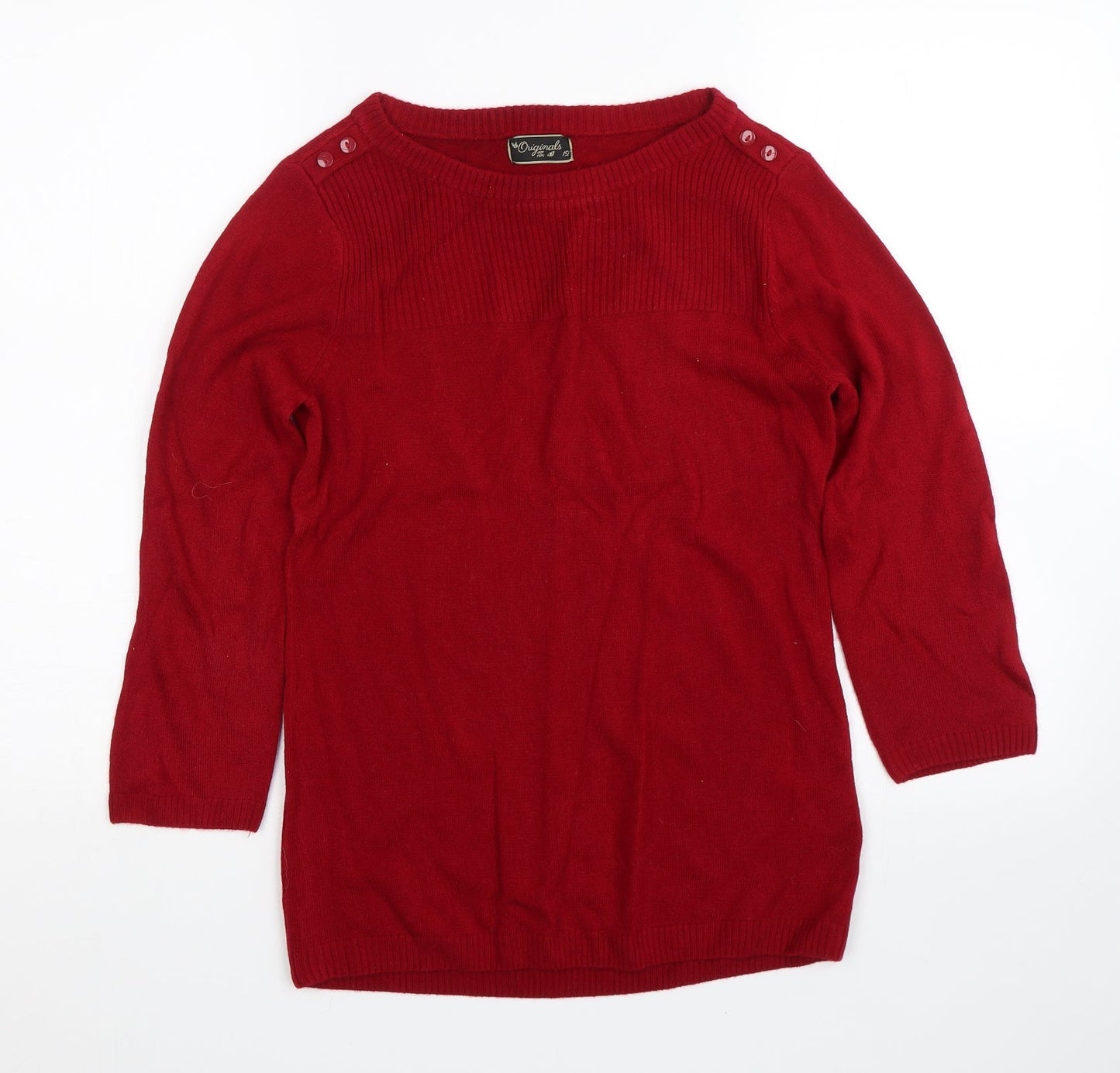 Womens UK Size 12 Original Red Pullover Jumper