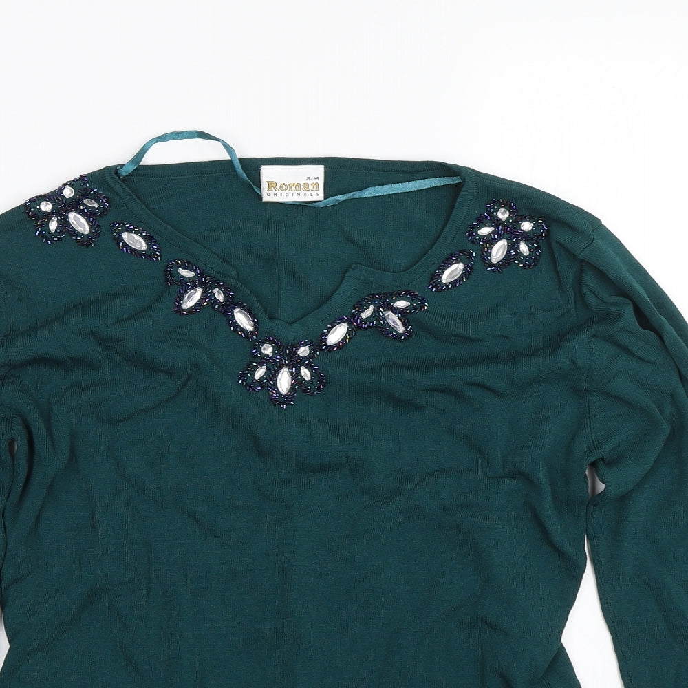 Womens UK Size S Roman Green Pullover Jumper