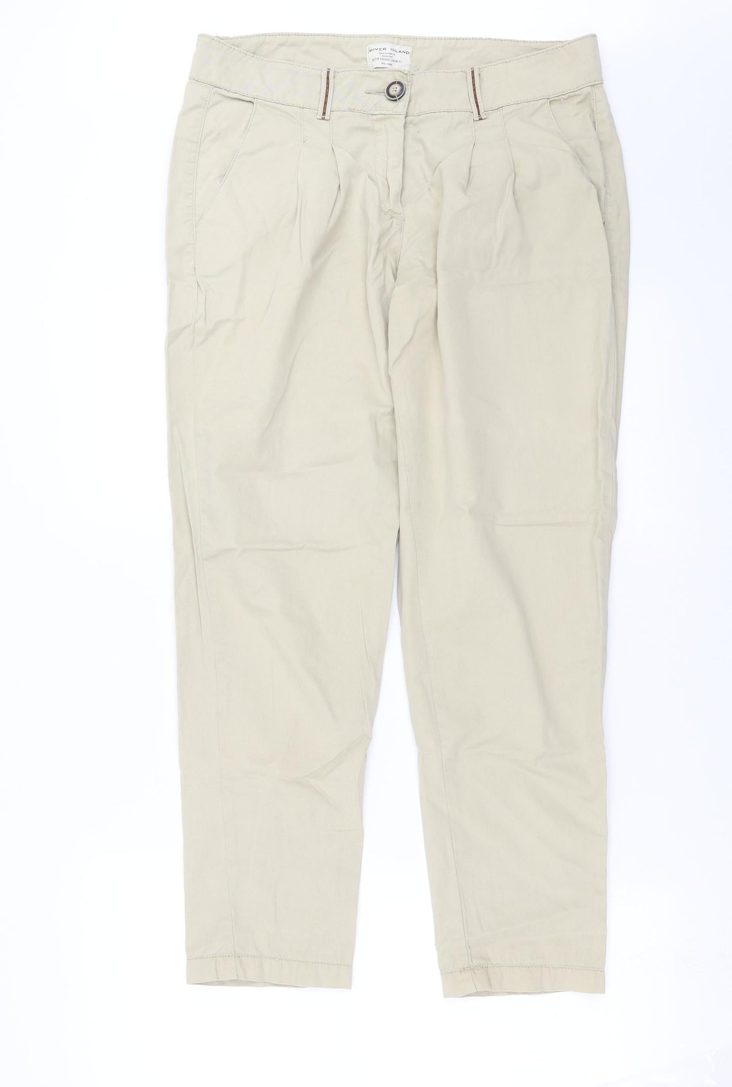 Womens UK Size 10 River Island Regular Fit  Beige Trousers