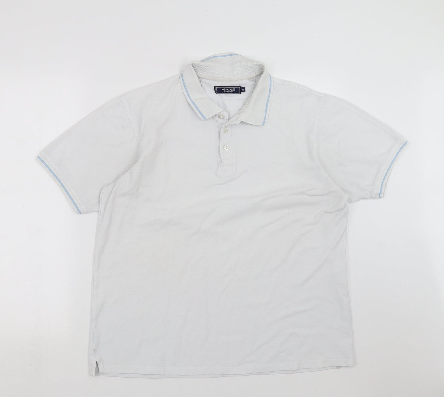 Maine New England Mens White    Polo Size M