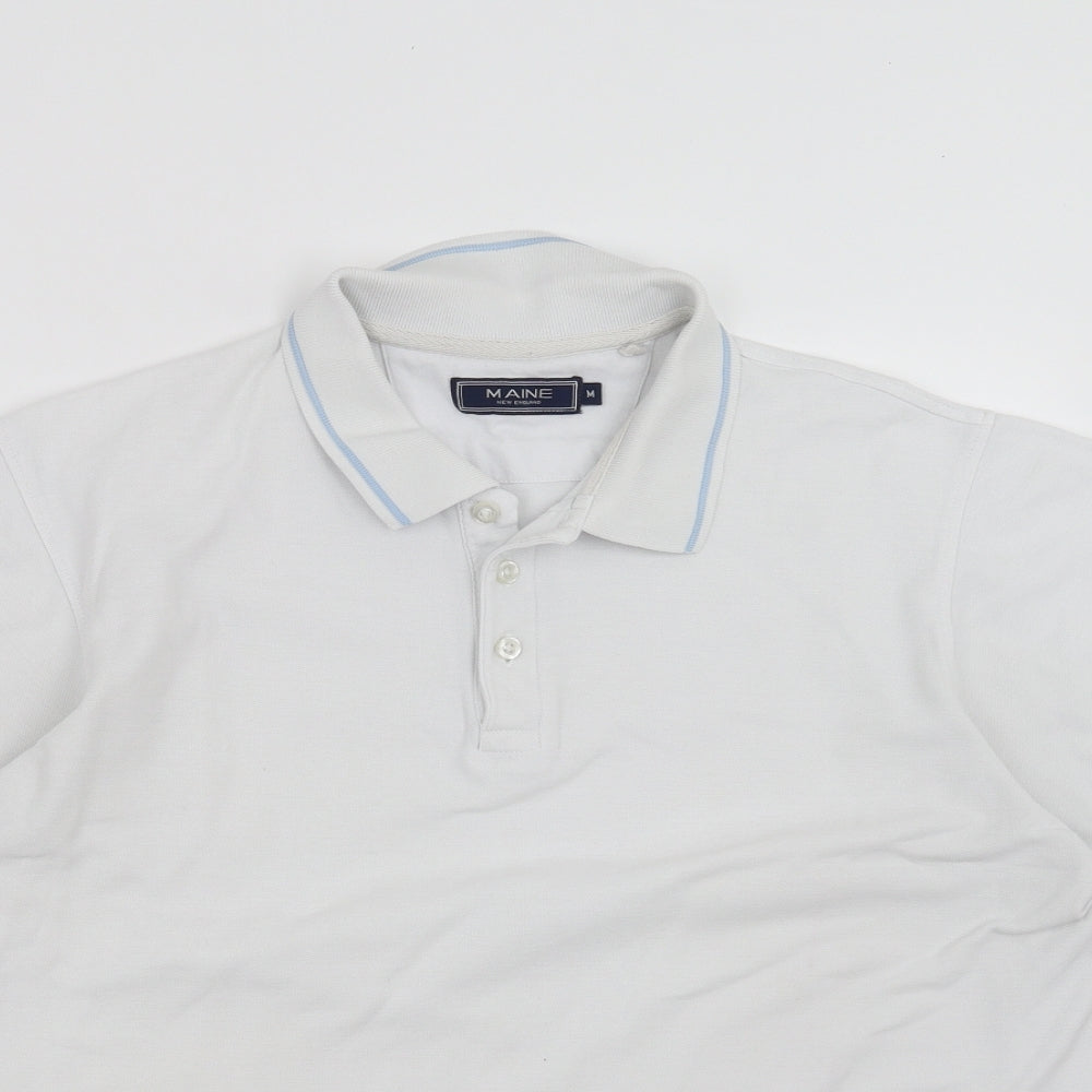 Maine New England Mens White    Polo Size M