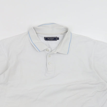 Maine New England Mens White    Polo Size M