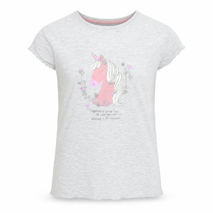 George Girls Grey   Basic T-Shirt Size 9-10 Years  - unicorn