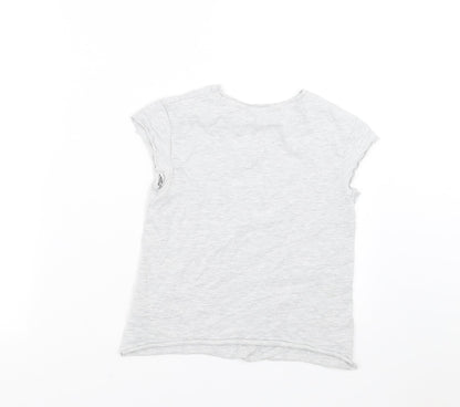 George Girls Grey   Basic T-Shirt Size 9-10 Years  - unicorn