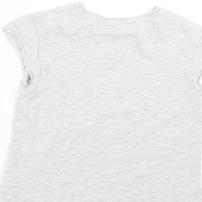 George Girls Grey   Basic T-Shirt Size 9-10 Years  - unicorn
