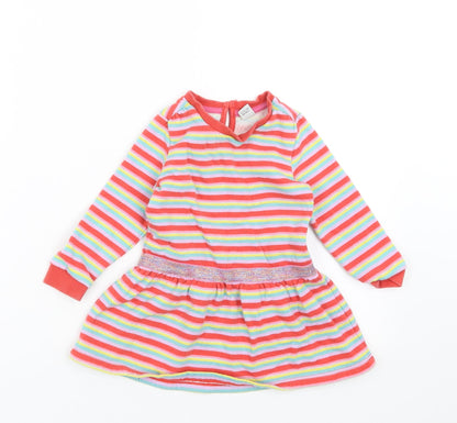 TU Girls Multicoloured Striped  Jumper Dress  Size 12-18 Months