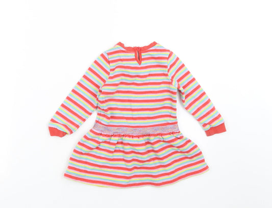 TU Girls Multicoloured Striped  Jumper Dress  Size 12-18 Months