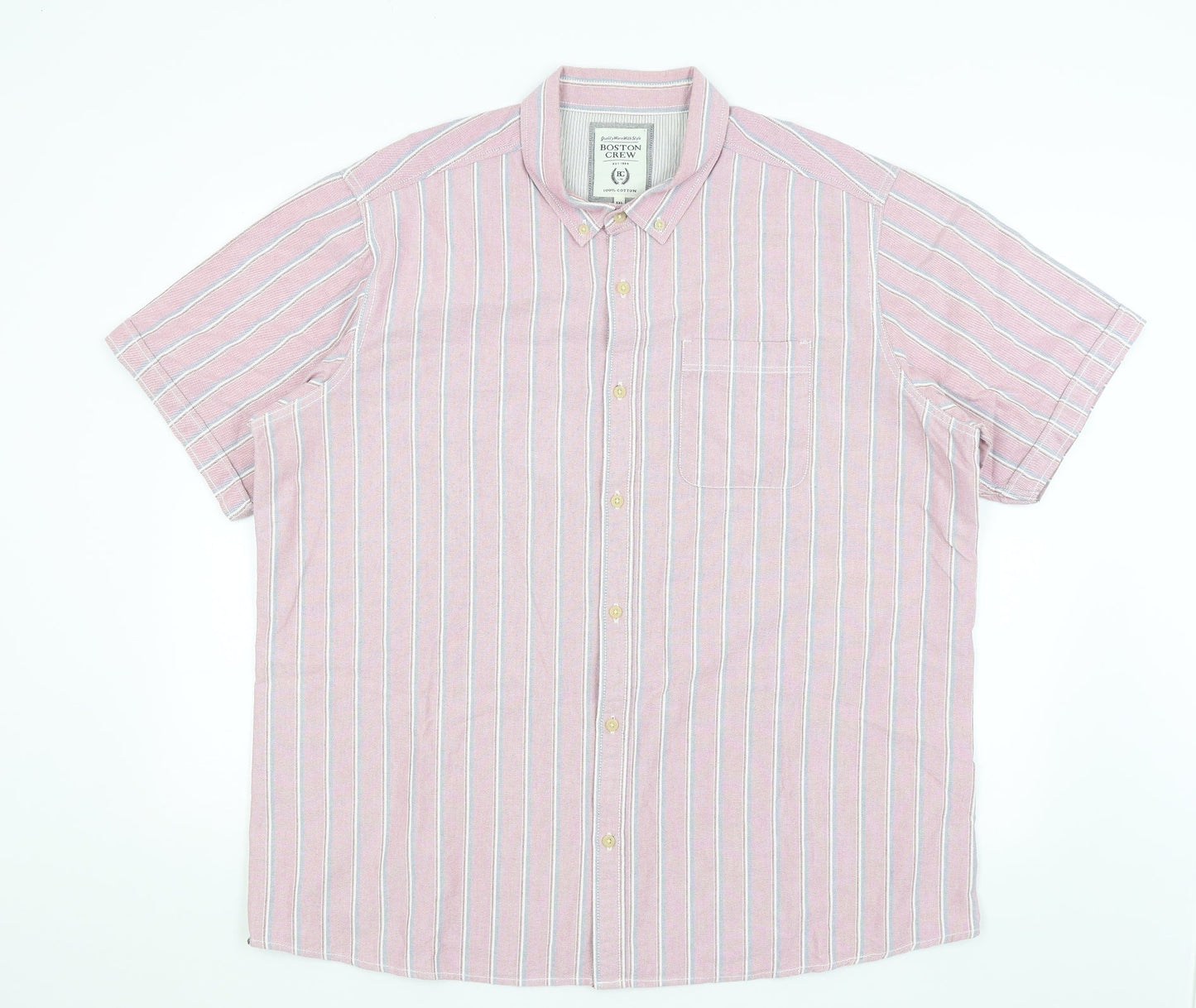 Mens UK Size 2XL Boston Crew Purple  Button-Up Short Sleeve Casual Shirt
