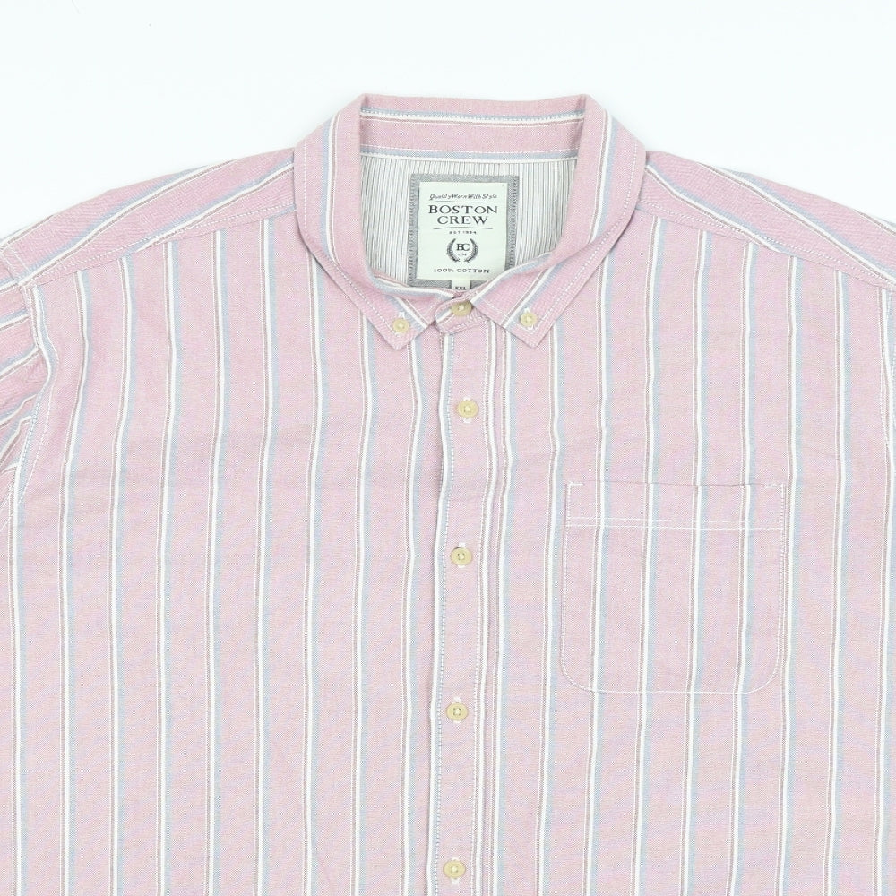 Mens UK Size 2XL Boston Crew Purple  Button-Up Short Sleeve Casual Shirt