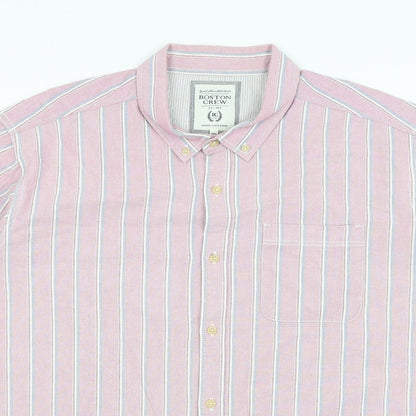 Mens UK Size 2XL Boston Crew Purple  Button-Up Short Sleeve Casual Shirt