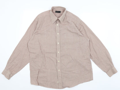 Mens UK Size 16 BHS Red  Button-Up Long Sleeve Casual Shirt