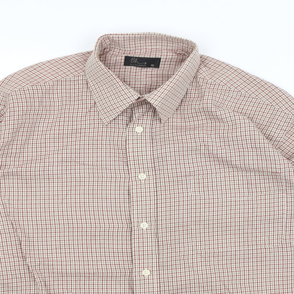 Mens UK Size 16 BHS Red  Button-Up Long Sleeve Casual Shirt