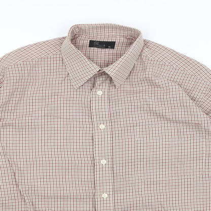 Mens UK Size 16 BHS Red  Button-Up Long Sleeve Casual Shirt