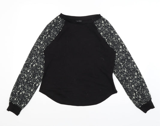 SheIn Womens Black Floral  Pullover Jumper Size S
