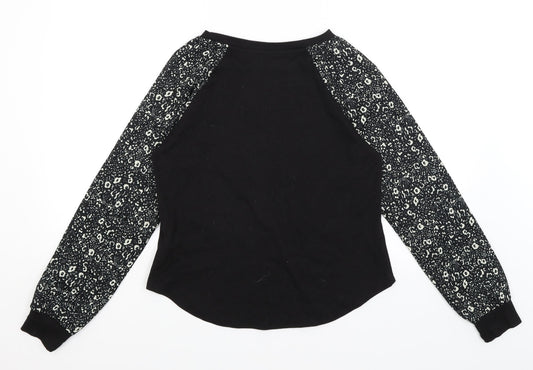 SheIn Womens Black Floral  Pullover Jumper Size S