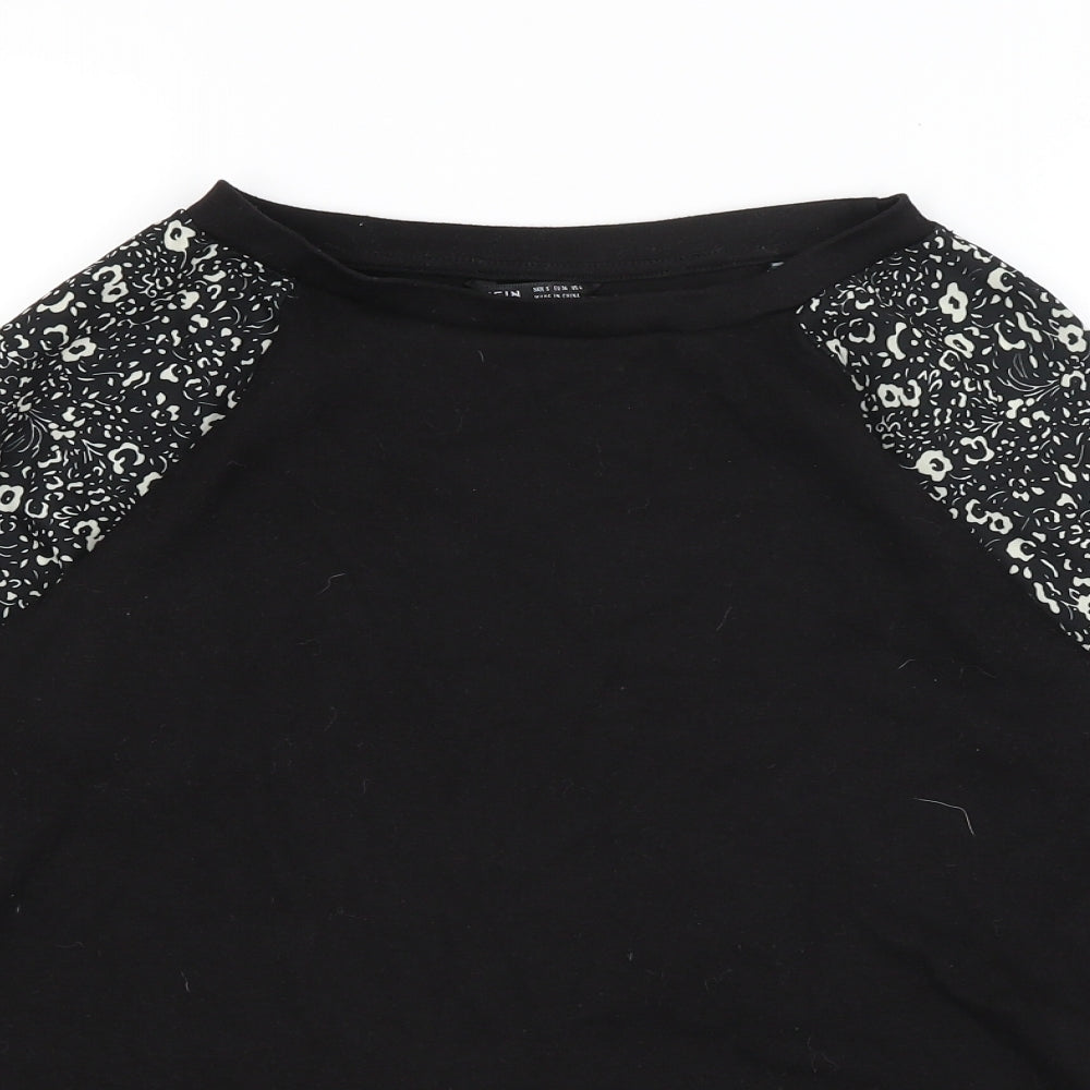 SheIn Womens Black Floral  Pullover Jumper Size S