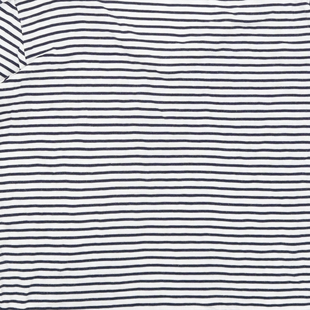 F&F Womens White Striped  Basic T-Shirt Size 8