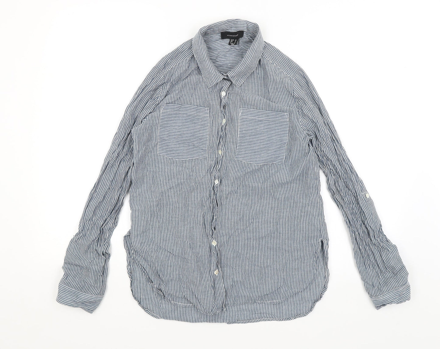 Womens UK Size 10 Atmosphere Blue Basic Button-Up