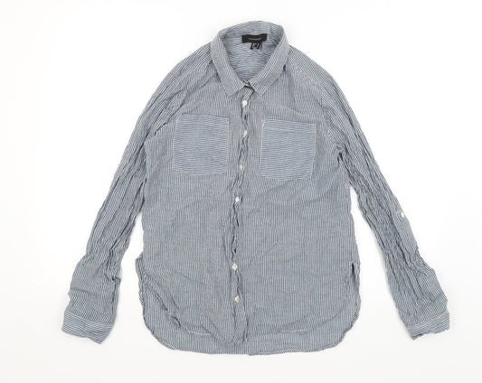 Womens UK Size 10 Atmosphere Blue Basic Button-Up