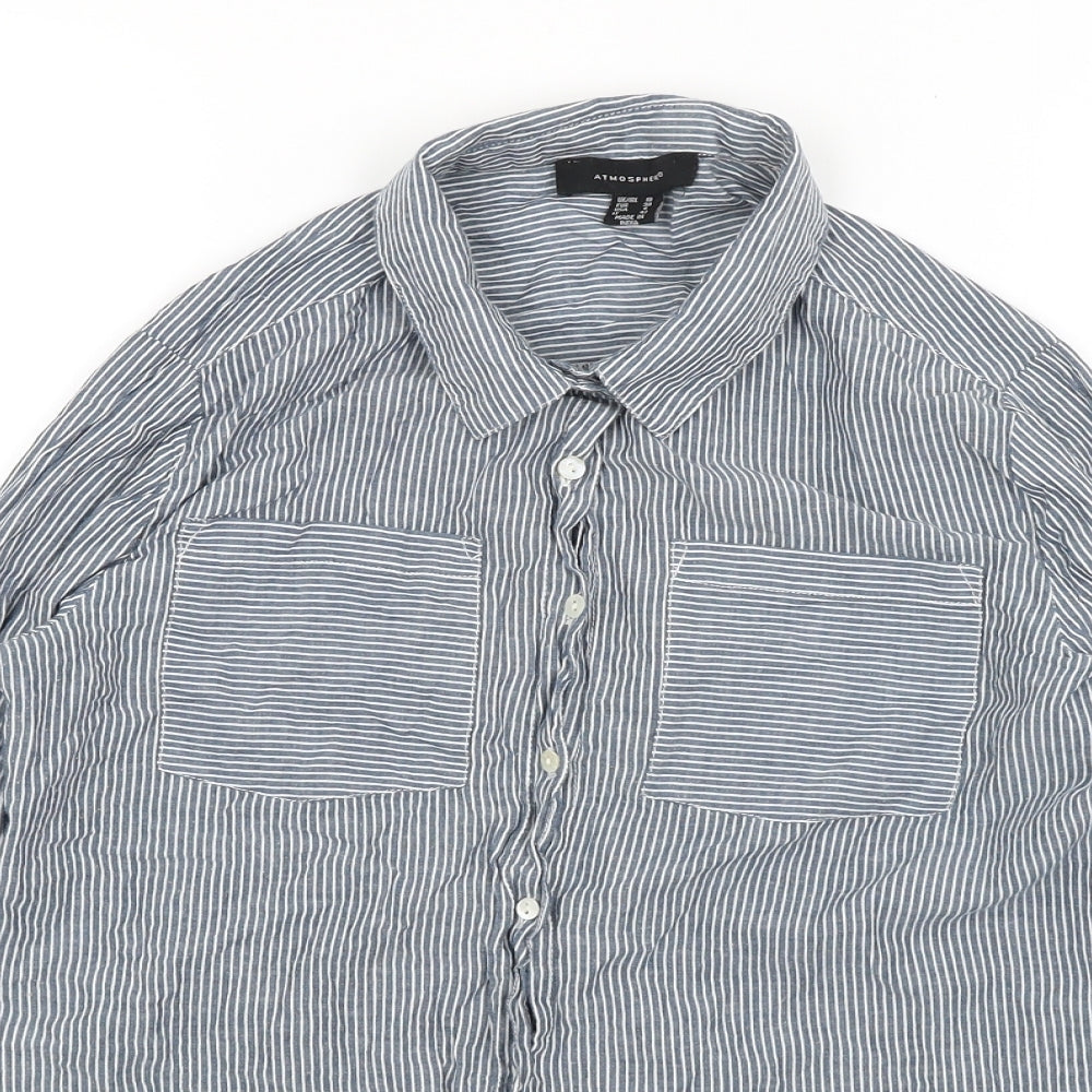Womens UK Size 10 Atmosphere Blue Basic Button-Up