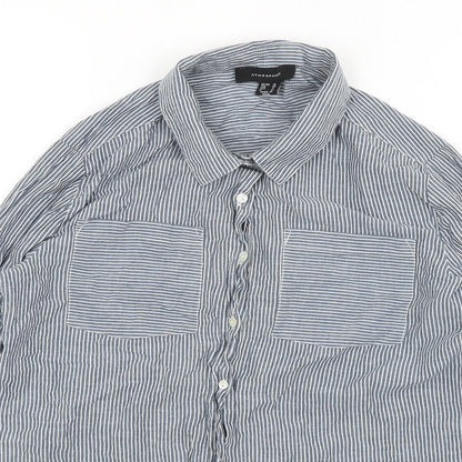 Womens UK Size 10 Atmosphere Blue Basic Button-Up