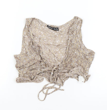 SheIn Womens Brown Floral  Wrap Tank Size S