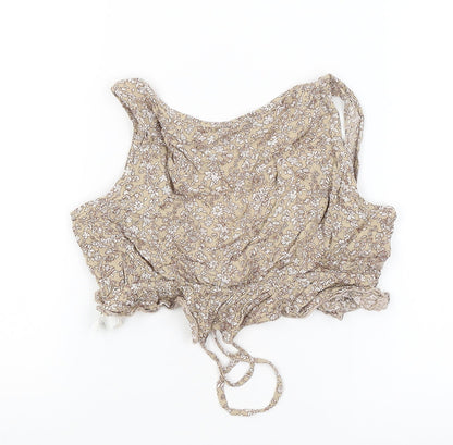 SheIn Womens Brown Floral  Wrap Tank Size S