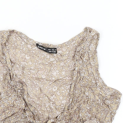 SheIn Womens Brown Floral  Wrap Tank Size S