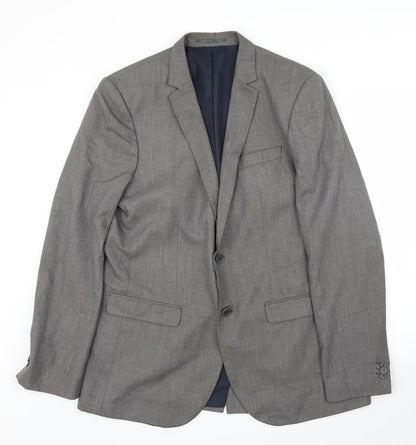 Mens UK Size 42 River Island Regular Grey Suit Jacket