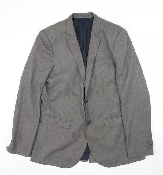 Mens UK Size 42 River Island Regular Grey Suit Jacket