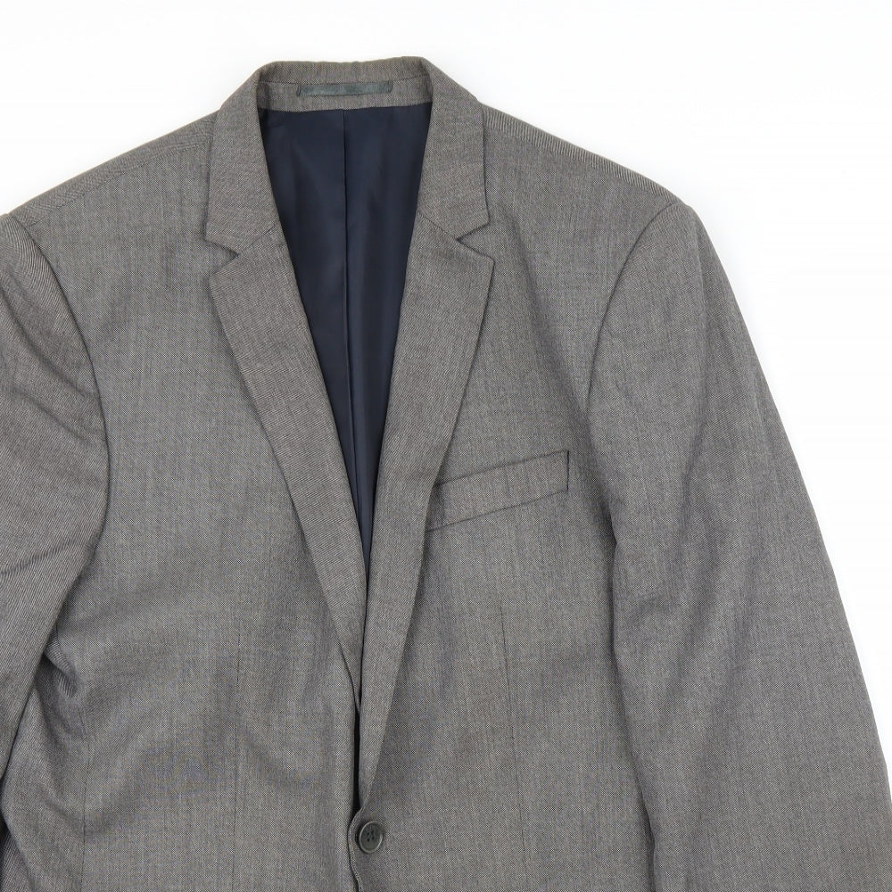 Mens UK Size 42 River Island Regular Grey Suit Jacket