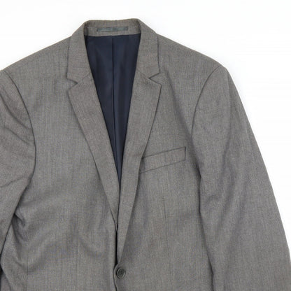 Mens UK Size 42 River Island Regular Grey Suit Jacket