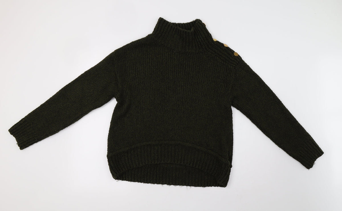 Topshop Womens Green  Knit Pullover Sweatshirt Size M