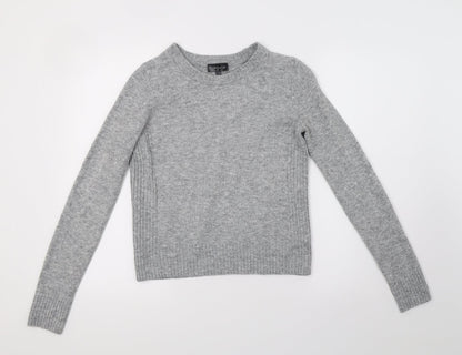 Topshop Womens Grey  Knit Henley Sweatshirt Size 6
