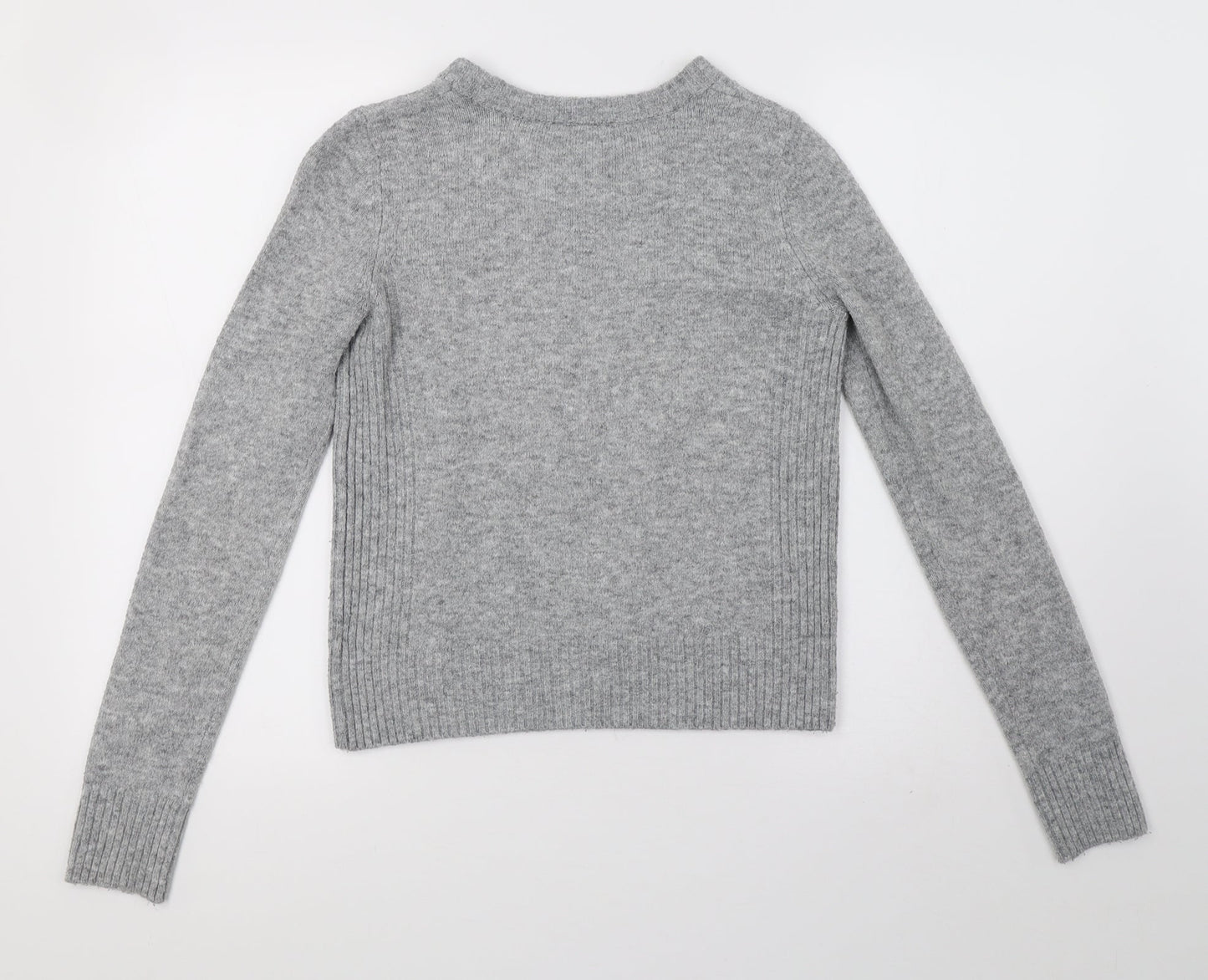 Topshop Womens Grey  Knit Henley Sweatshirt Size 6