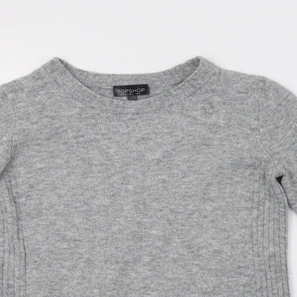Topshop Womens Grey  Knit Henley Sweatshirt Size 6