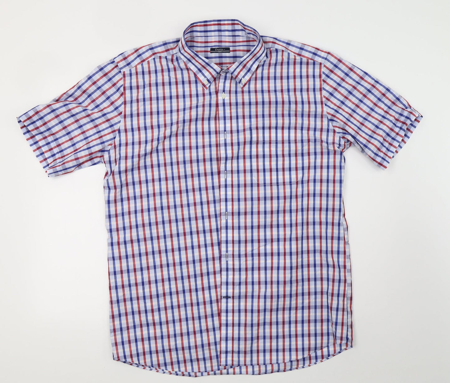 Mens UK Size L Dustin White  Button-Up Short Sleeve Casual Shirt