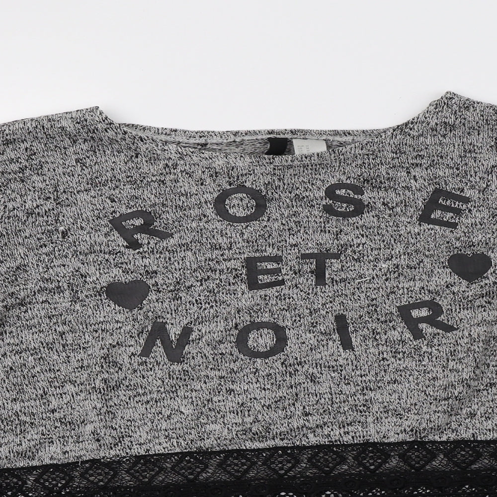 H&M Womens Grey   Pullover Sweatshirt Size M