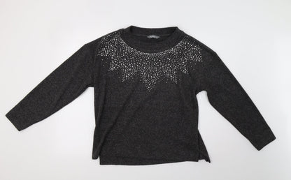 Nutmeg Womens Grey  Knit Pullover Sweatshirt Size 12