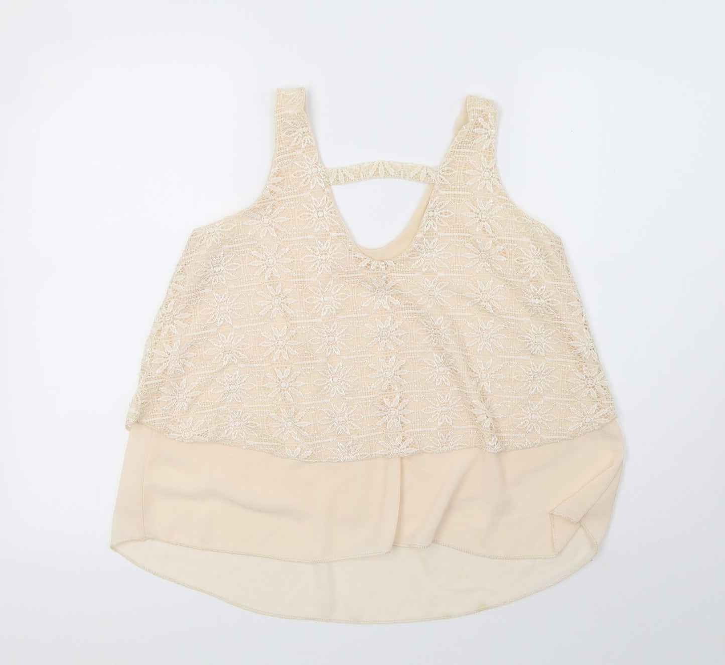Womens UK Size 12 Preworn Beige Basic T-Shirt