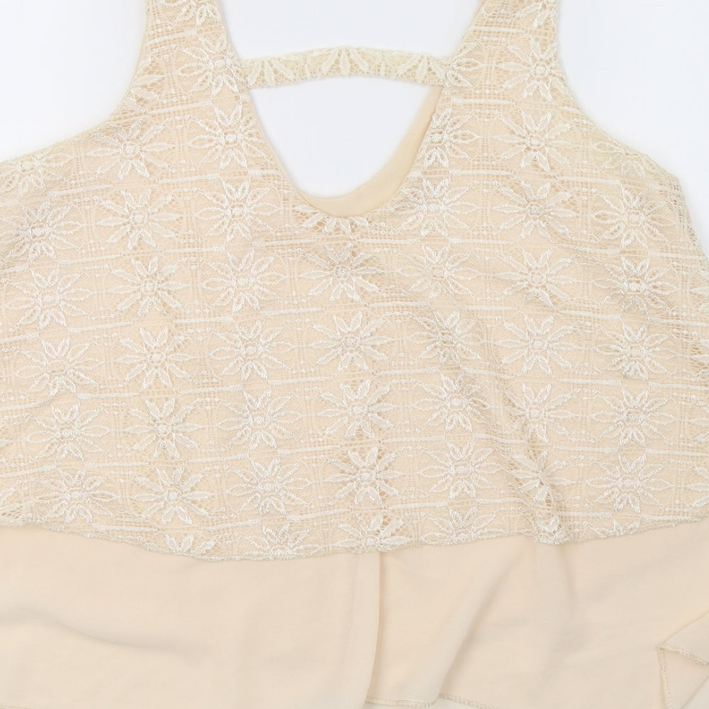 Womens UK Size 12 Preworn Beige Basic T-Shirt