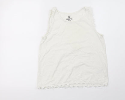 pepperts Girls White   Basic T-Shirt Size 10-11 Years