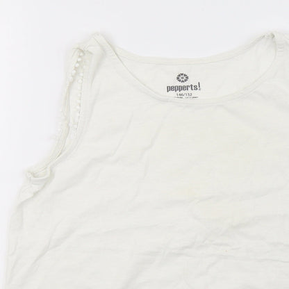 pepperts Girls White   Basic T-Shirt Size 10-11 Years