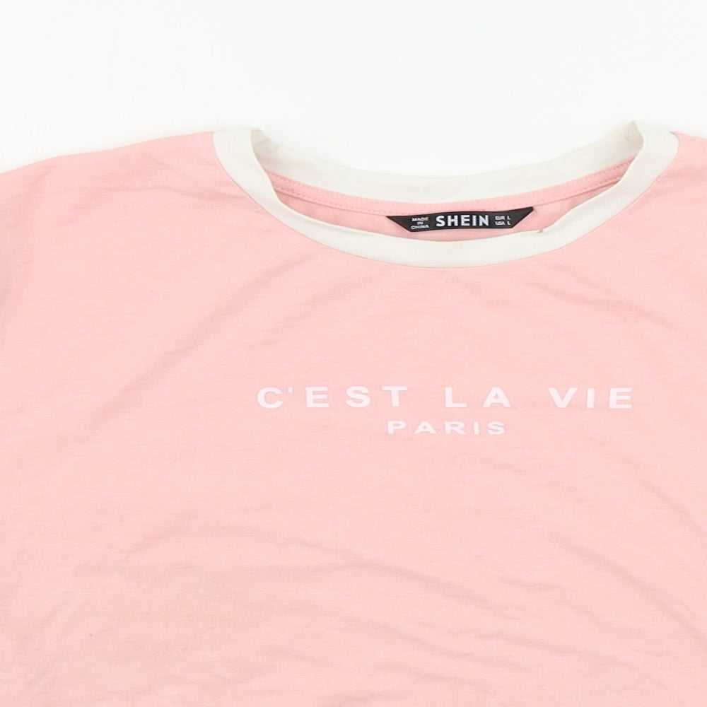 SheIn Womens Pink   Basic T-Shirt Size L