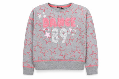George Girls Grey Geometric  Pullover Jumper Size 10-11 Years  - details on chest