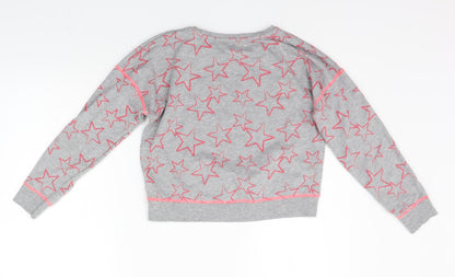 George Girls Grey Geometric  Pullover Jumper Size 10-11 Years  - details on chest